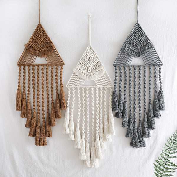 Handwoven tassel dream catcher wall hanging