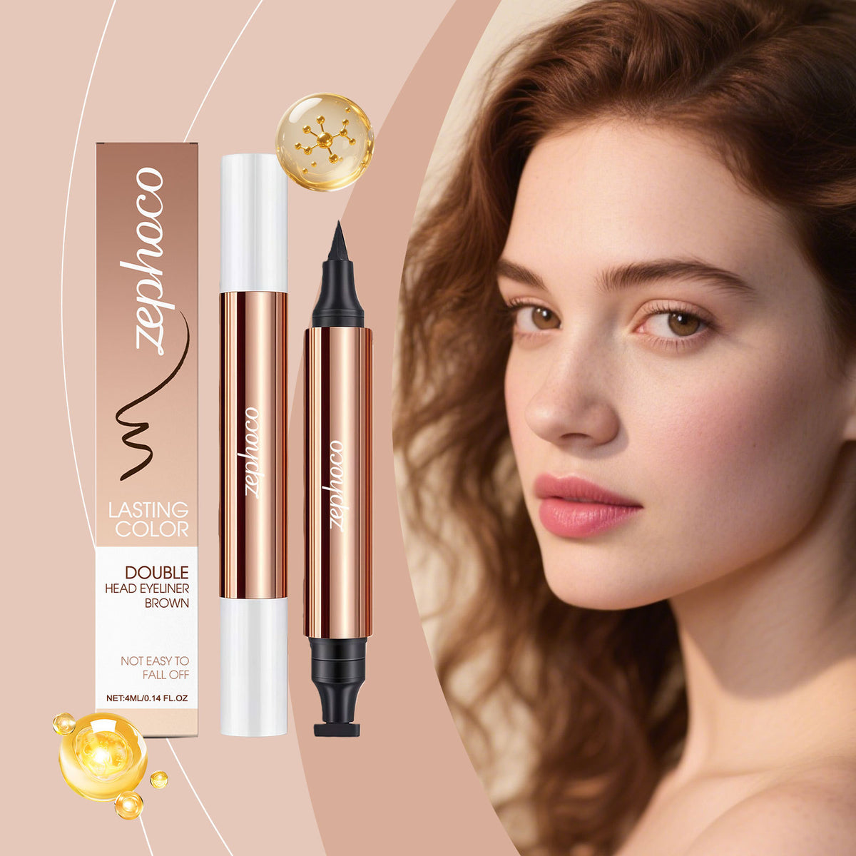 Precise silky-tip dual-ended liquid eyeliner pen, 4ml