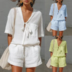 Short-sleeve shirt and shorts summer two-piece set
