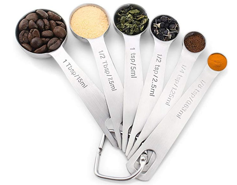 Stainless steel 6-piece measuring spoons set