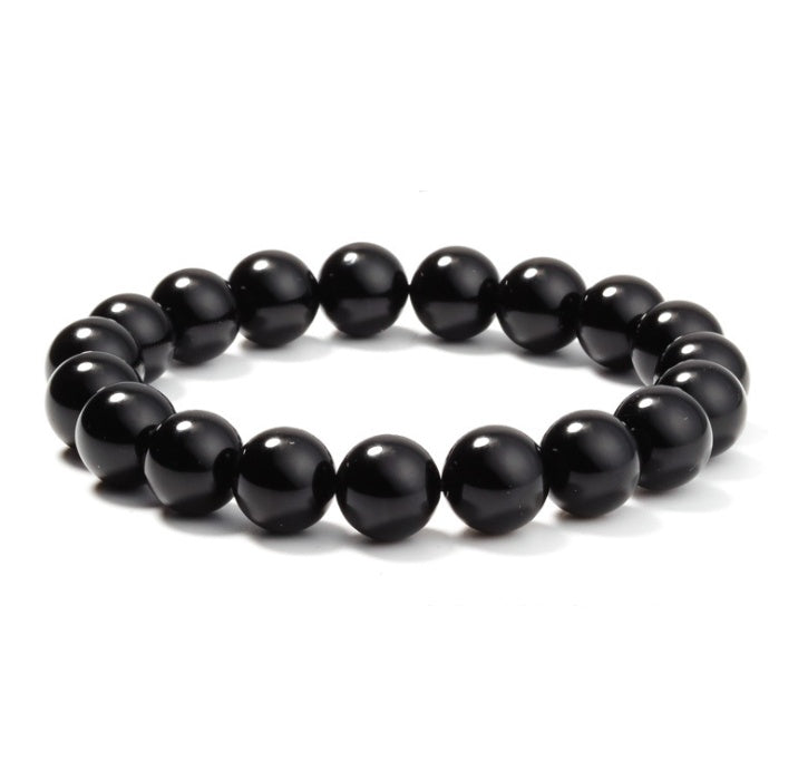 8mm natural agate black onyx beaded bracelet