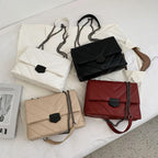 Embroidered PU leather chain crossbody shoulder bag