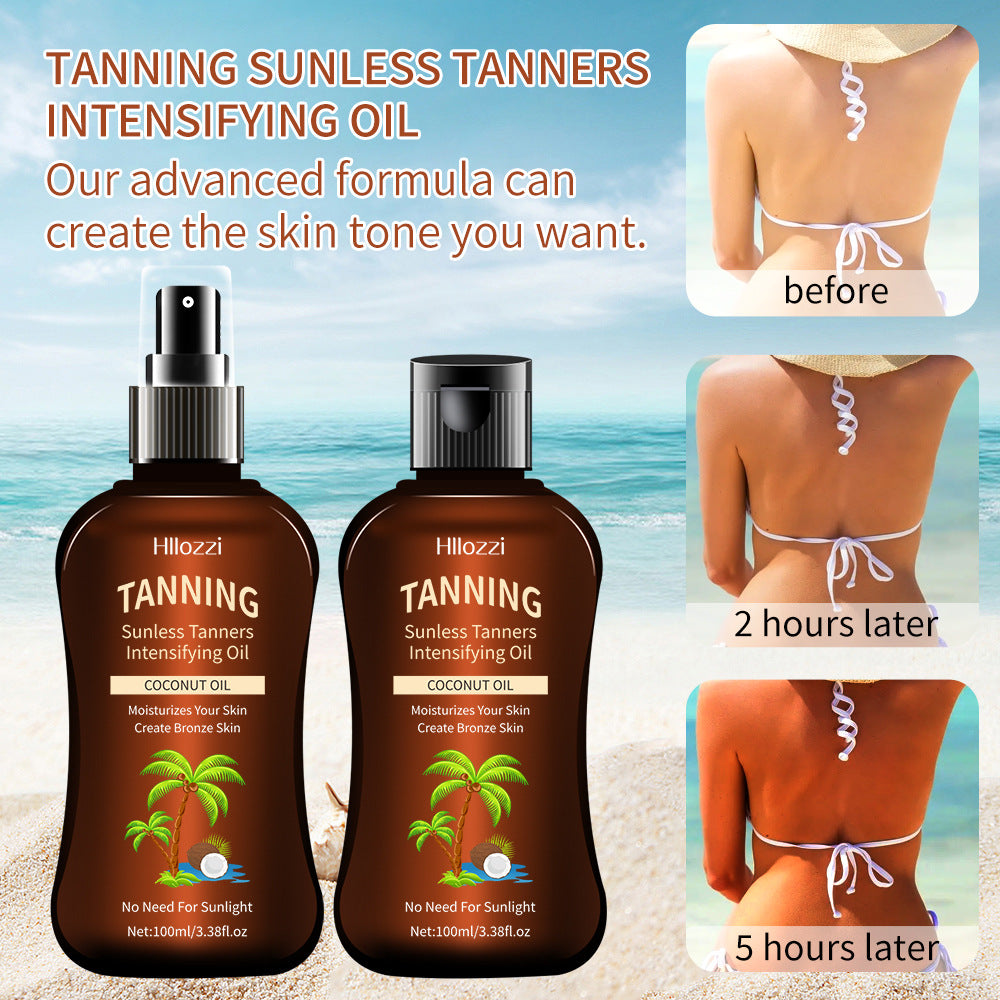 Deep bronze self-tan coconut tanning body oil, 100ml