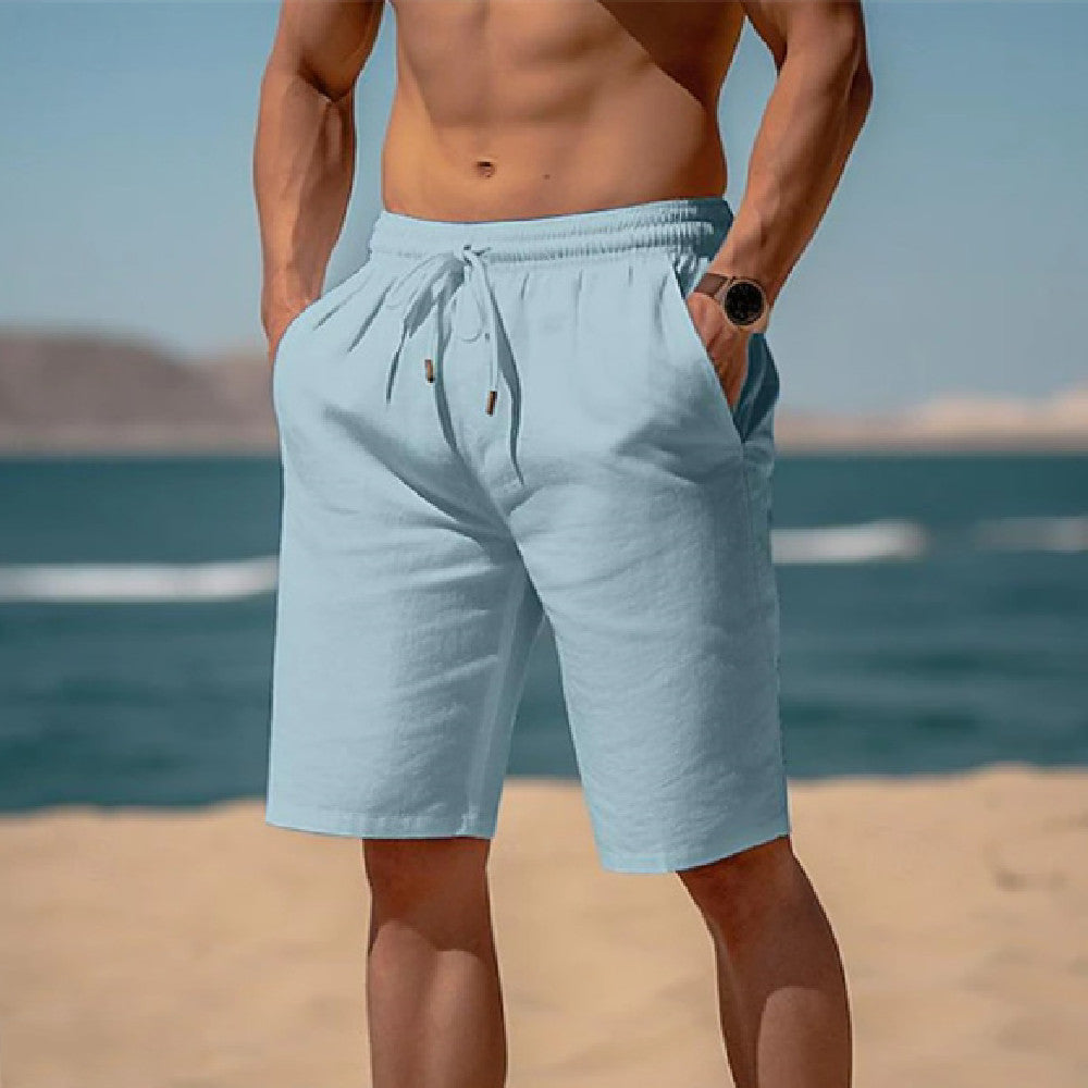 Men's drawstring multi-pocket cargo beach shorts