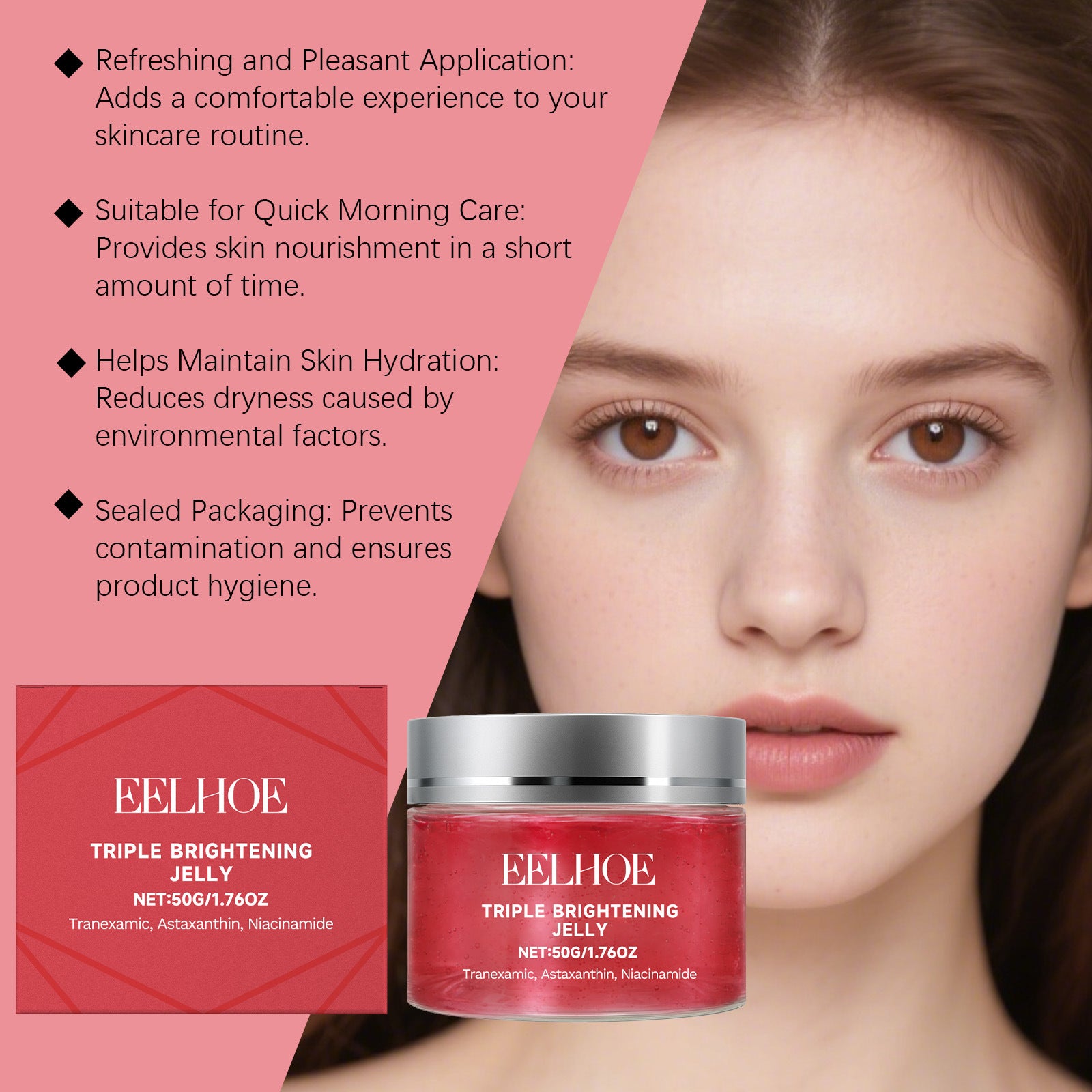 Antioxidant brightening astaxanthin face gel