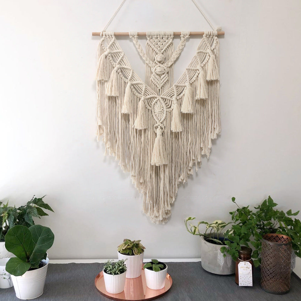 Hand-woven boho cotton macrame wall hanging
