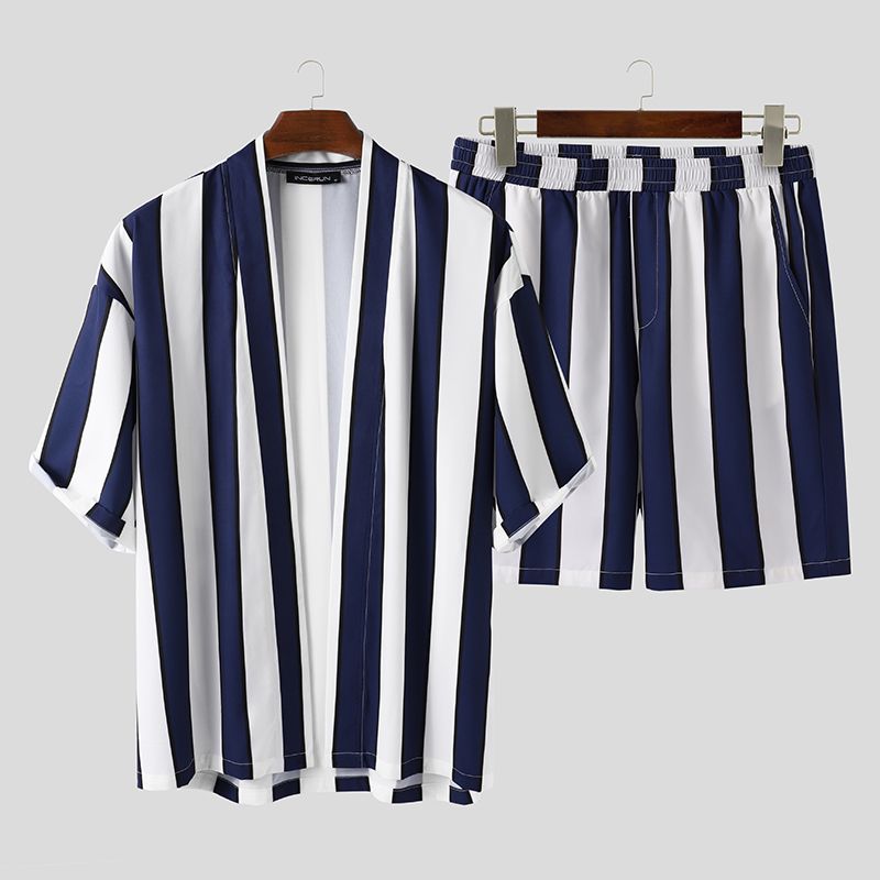 Men's short-sleeve striped summer pajama set