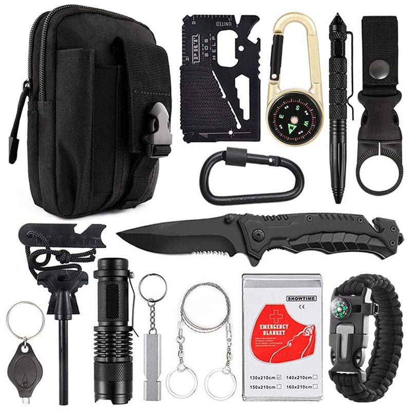 Multifunctional outdoor emergency survival tool kit