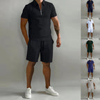 Men's short-sleeve summer polo and shorts outfit set