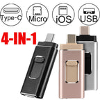4-in-1 USB flash drive for iPhone, Type-C, Micro-USB and USB