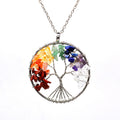 Natural stone wire-wrapped Tree of Life pendant necklace