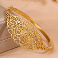 Gold Bangle Bracelet – Titanium Steel Hollow Carved Cuff