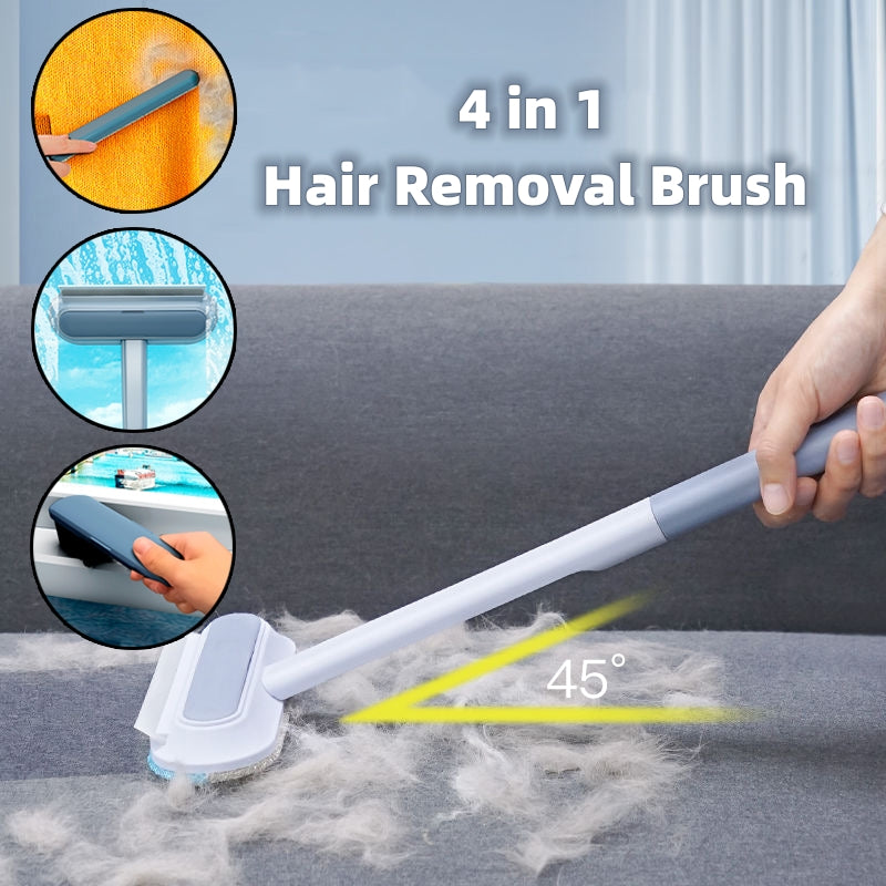 4-in-1 window, screen and pet hair cleaning brush