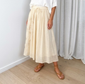 Embroidered A-Line Skirt – Elastic-Waist Plus-Size Midi Skirt