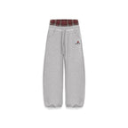 Retro Plaid Pants – High-Waist Embroidered Casual Trousers