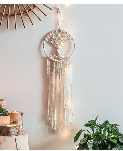 Macrame Wall Hanging – Handmade Dream Catcher Tapestry