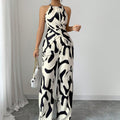 Printed halter vest top and pants two-piece set