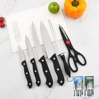 Stainless steel kitchen knife set with cutting board