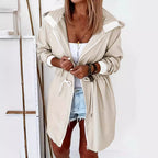 Minimalist mid-length hooded autumn trench coat