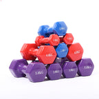 Colorful coated fitness dumbbells for home workouts