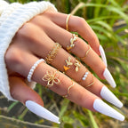 Simple glossy openwork flower statement ring