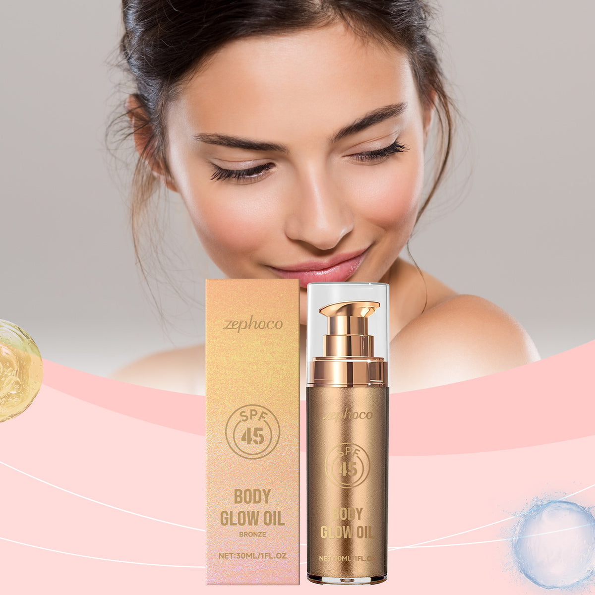 Copper glitter coconut shimmer glow body oil