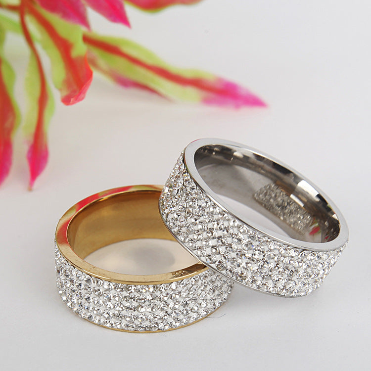 Titanium steel wave design CZ band ring