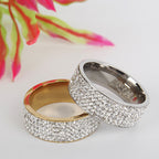 Titanium steel wave design CZ band ring