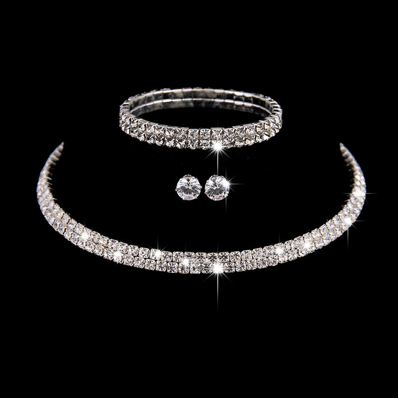Crystal bridal necklace, bracelet and earrings set