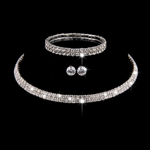 Crystal bridal necklace, bracelet and earrings set