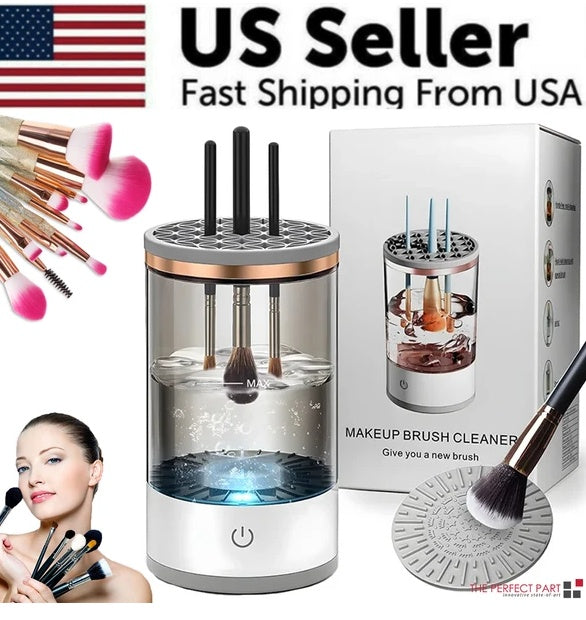 Automatic spinning makeup brush cleaner and dryer
