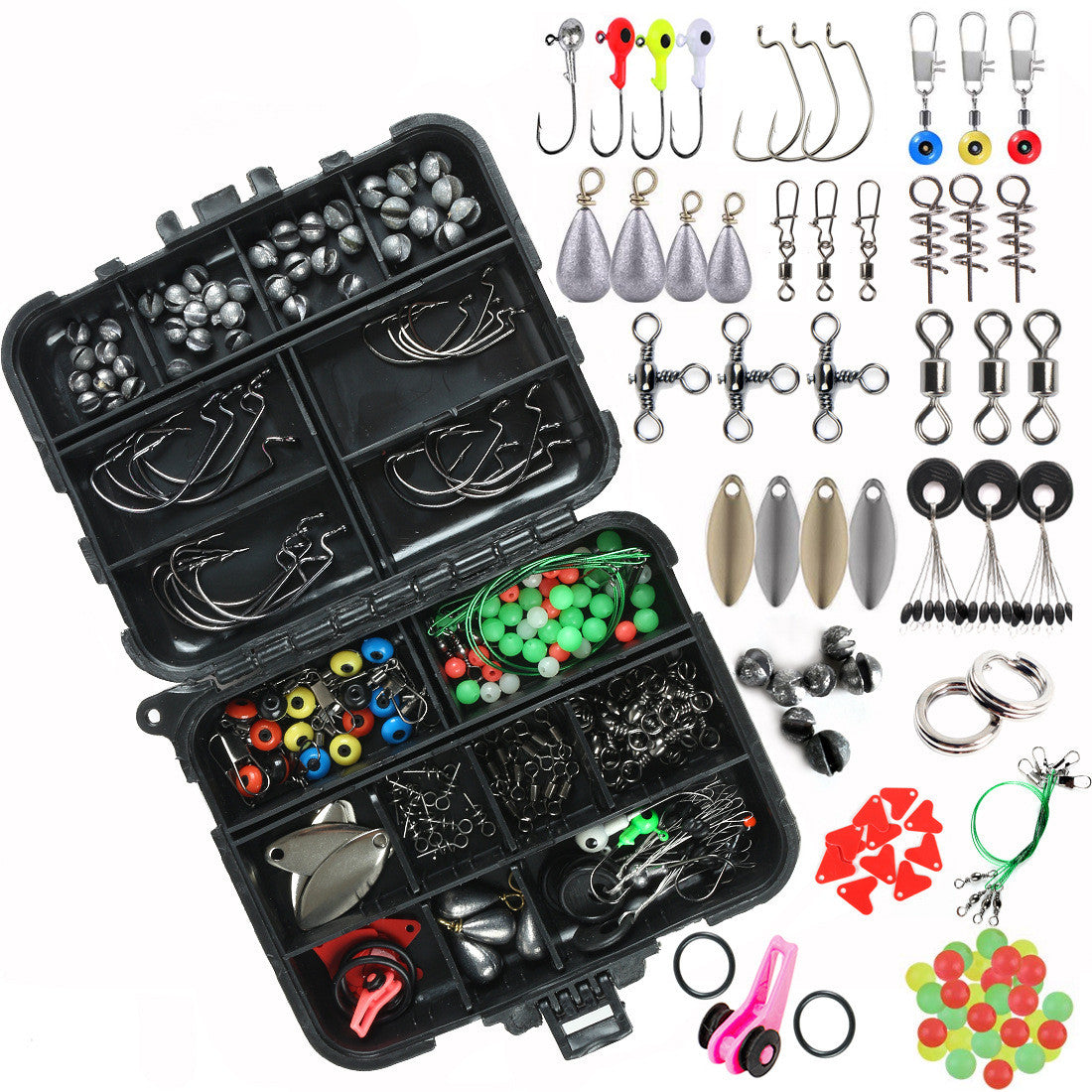 188-piece fishing accessories tackle kit with case