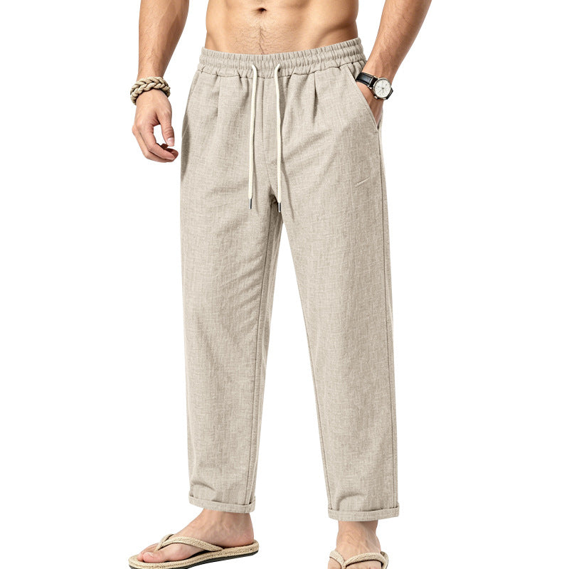 Men's lightweight straight-leg summer casual trousers
