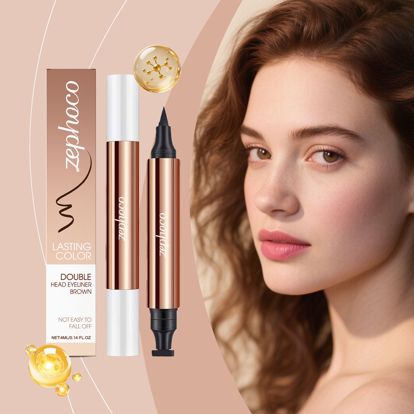 Precise silky-tip dual-ended liquid eyeliner pen, 4ml