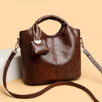 Large-capacity PU leather retro crossbody shoulder bag