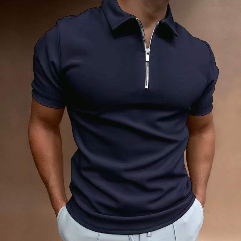 Men's casual loose long-sleeve polo shirt