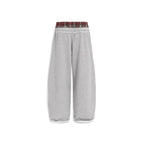 Retro Plaid Pants – High-Waist Embroidered Casual Trousers
