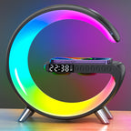 LED bedside lamp with Bluetooth speaker and wireless charger