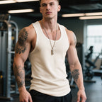 Men's Fitness Vest – Retro Cotton Sleeveless Tank Top