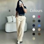 High-waist straight-leg minimalist suit trousers