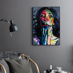 Modern smokey girl portrait canvas wall art print