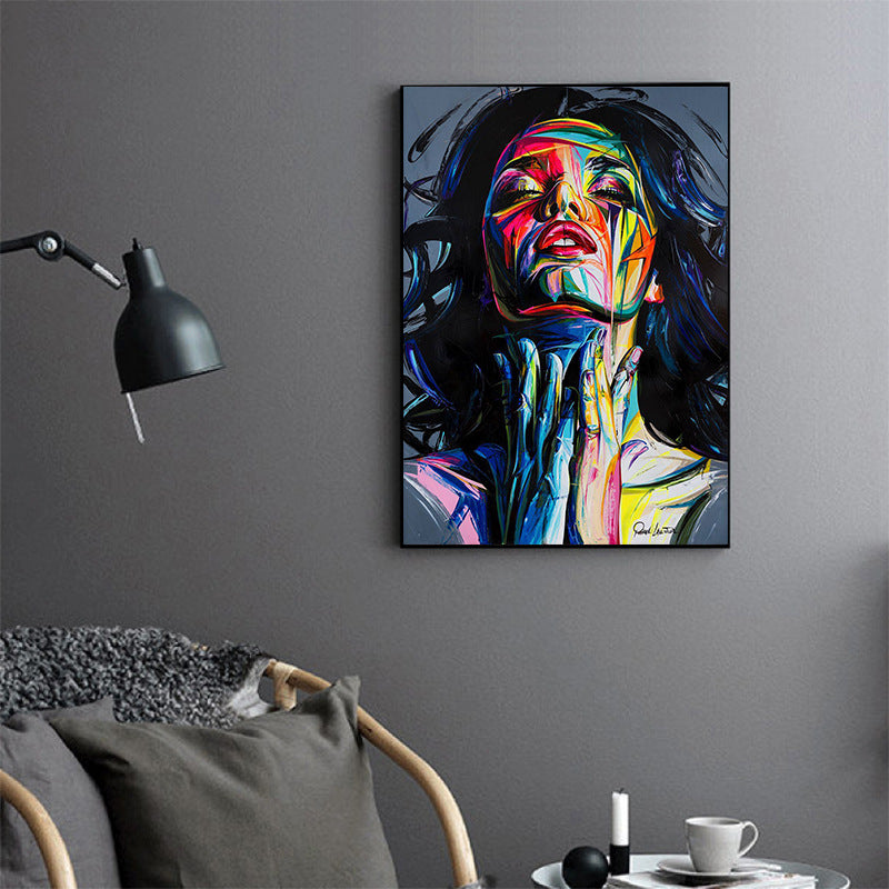 Modern smokey girl portrait canvas wall art print