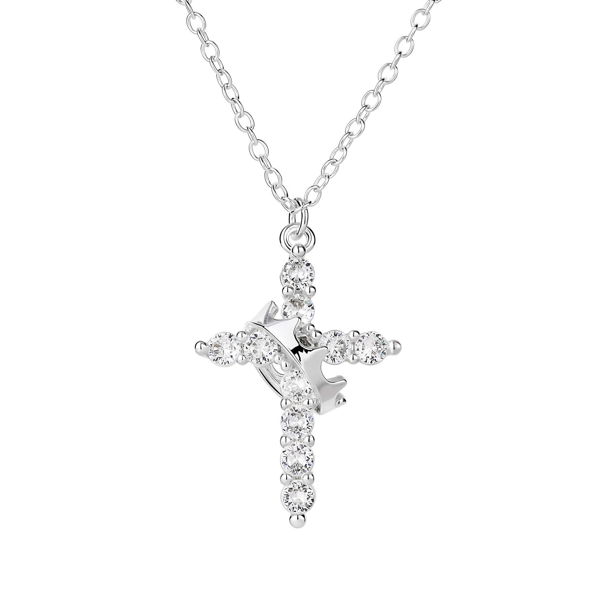 Cross Necklace – Rotatable Crown & Cross Pendant by OEM