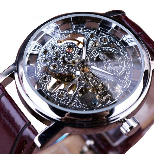 Men's classic analog mechanical wristwatch