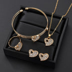 Love heart earrings, necklace and bracelet jewelry set