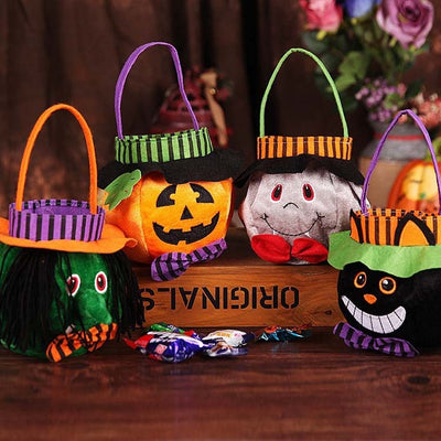 Cute Halloween Candy Bag Halloween Pumpkin Pattern Portable Handbag Cosplay Props Gift Basket Kids Gifts