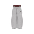 Retro Plaid Pants – High-Waist Embroidered Casual Trousers