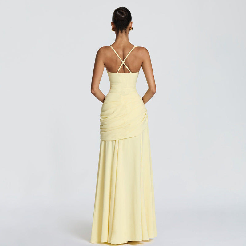 Sleeveless Slip Dress – Waist-Cinching Flared Maxi Dress by OEM