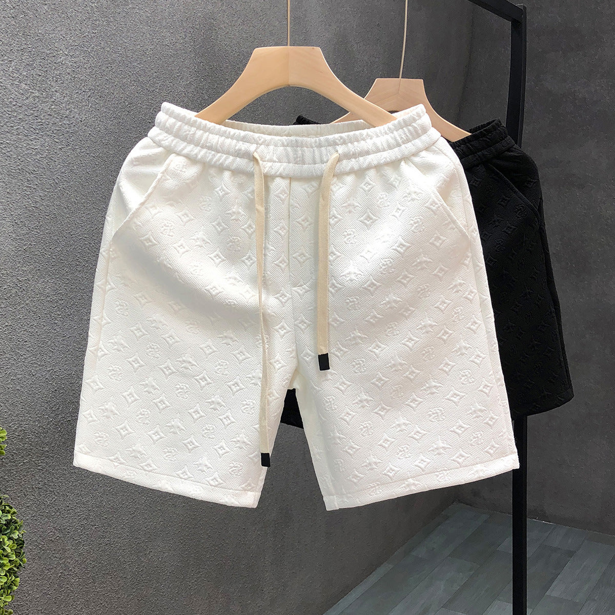 Men's casual straight jacquard sports shorts