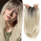 Straight Hair Topper – Middle-Part Synthetic Hairpiece (46cm) by OEM